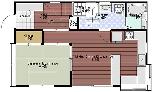 高井戸東２丁目一戸建て LDKと和室を仕切っている２箇所の引き戸を開放し、柱一本だけ残した大空間として利用するのもお勧めです。