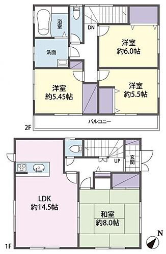 川越市大字的場　中古戸建 ゆったり過ごせる約8帖の和室がある4LDKタイプのお住まいです。