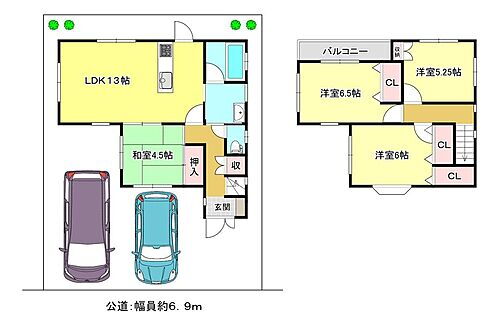 貝塚市新井戸建　平成１２年築　室内改装工事済　駐車２台 室内改装工事付物件。駐車２台可能ですよ。