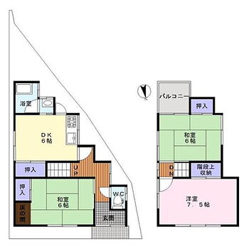 岸和田市上松町３丁目　中古戸建 ゆったり3ＤＫの間取り