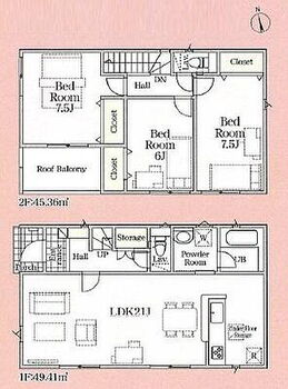 焼津市小川新町　第８期　新築全２棟　２号棟 間取図。