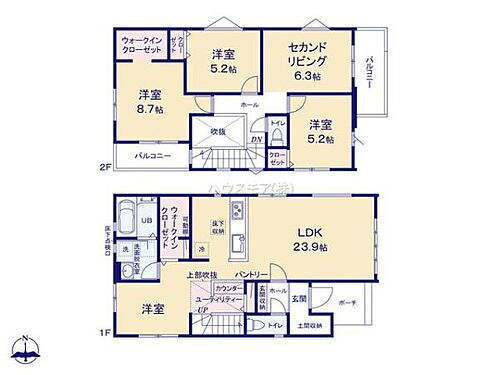 野田市尾崎　１号棟　新築戸建て 4LLDKの魅力的な間取り！LDKはゆったりとした空間で、ご家族との団らん時間が、より一層充実したものになりますね！家族との仲が深まり、自然と笑顔が増えそうです！