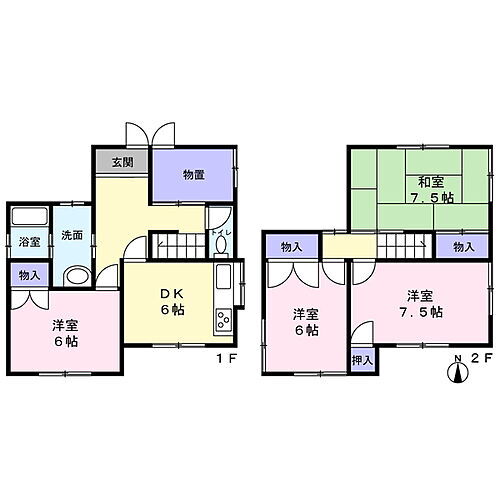 中央区飯田町　中古住宅 2階建、4DK+収納部屋！
