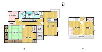 北秋田市鷹巣字北中家下　戸建て 【リフォーム中】リフォーム後の間取図です。1階和室の一室と2階和室を洋室に変更する予定です。
