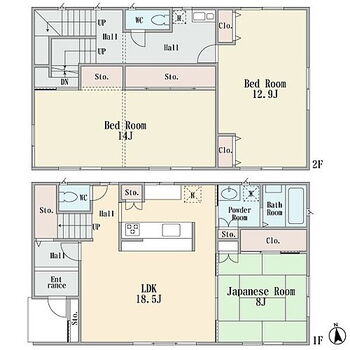 上麻生３丁目　一戸建て ミサワホーム旧施工の2階建て　ＬＤＫ18．5帖　主寝室12．9帖　将来的にセパレート可能な洋室14帖　和室8帖　カウンターキッチン　カースペース2台　2003年9月築　公道5Ｍ　現況空家