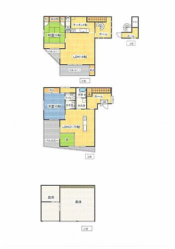 瀬戸内市牛窓町牛窓４５００万中古住宅 1階が車庫で2階、3階が居住空間で各部屋広いです。