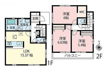 所沢市上安松　新築戸建 間取り図