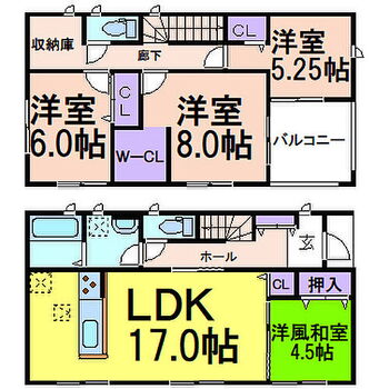  間取り：4SLDK　土地面積：211.64？　延床面積：112.61？