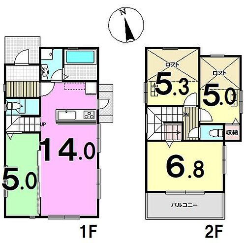 新築戸建　大平寺２丁目 ◆2階洋室にはロフトがあり、収納としても活用できそうですね。◆日当たりの良い南面バルコニーはお洗濯物もたっぷり干すことができます。◆家族が顔を合わせる時間を増やしてくれるリビングイン階段採用。