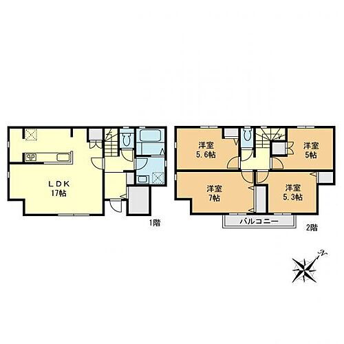 港南区上大岡東１丁目　新築戸建て 【間取図】4780万円、4LDK、土地面積122.01m2、建物面積93.15m2