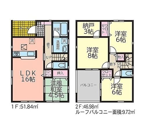 小名浜　第８　暮らしやすい２階建４ＳＬＤＫ 1号棟間取図です。