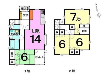 大字筒井字八ツ橋　中古戸建 全居室6帖以上！収納豊富な4LDK住宅です。