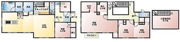 売中古戸建　清水区蒲原小金 3LDKの余裕のある間取りで1階にはスキップフロア、2階の洋室は2部屋に区切ることもでき、4LDKへの間取り変更も可能