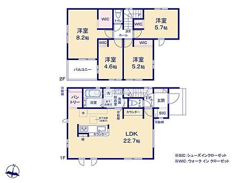 ＦＩＴ　川越市寿町１期　１号棟 リビングは充分過ぎる広さの22.7帖の4LDKとなっております。