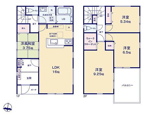 Ｌｉｖｅｌｅ　Ｇａｒｄｅｎ．Ｓ　見沼区堀崎町３期　２号棟 リビング奥に階段を配置した間取りはご家族の触れ合いも保てます。　2階もゆとりある間取りの3部屋です。　