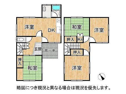 大阪府柏原市平野２丁目　中古一戸建て 4LDKの間取りのためご家族が多くても安心です