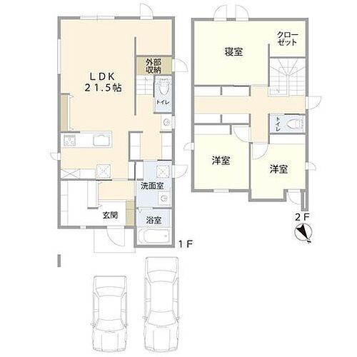 金沢市玉鉾２丁目　２号地　新築戸建 21.5帖の広々としたLDK♪収納量が充実しているのは助かりますね♪