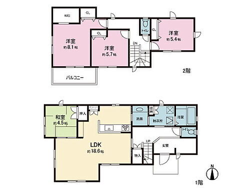 南足柄市塚原　新築　Ｎｏ．６ 間取り図です。