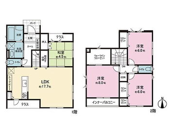 福島市鎌田　新築　１号棟 間取り図です。