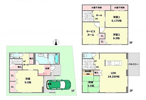尼崎市東園田町２丁目一戸建て１３号地 リビングの隣に和室のある間取です。