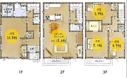 北区安井３期　全２棟　２号棟 間取り図