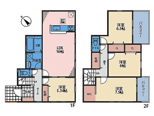 横浜市栄区公田町　新築一戸建て 2階は全室6帖以上のゆとりあるお部屋