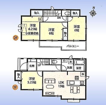 さいたま市見沼区蓮沼３（全８棟）Ｂ号棟 木造2階建て4LDK。小屋裏収納付。全室南向き。