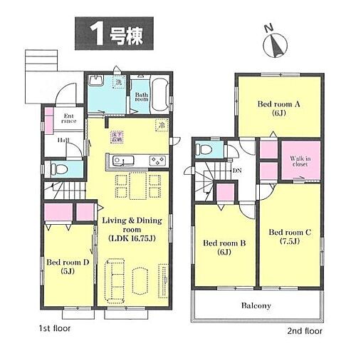 佐倉市江原台６期　全２棟 1号棟　土地面積129.96平米　建物面積96.88平米