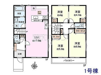 昭島市美堀町２丁目　全２棟　新築分譲住宅　１号棟 1号棟　間取図　【昭島市美堀町2丁目】