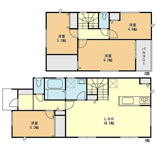 都筑区荏田南町　新築分譲住宅　１号棟 4LDK　ご家族様の生活リズムに合わせた間取りです。