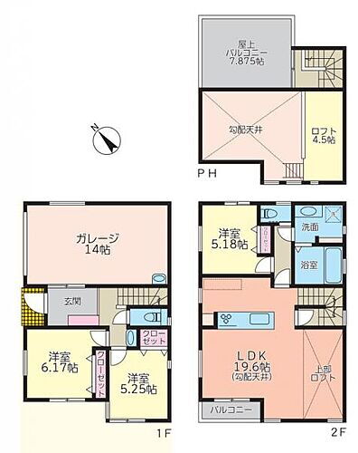 ～ガレージハウス～　綾瀬市深谷南４丁目　新築一戸建て 【間取図】