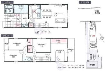 新築戸建　岡崎市岩津町　１期　全２棟　１号棟 4LDKの間取りです。対面式キッチン＆リビング階段のため、ご家族とのコミュニケーションが取りやすいです。