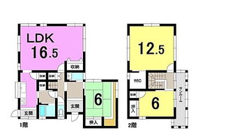 甲賀市甲南町希望ヶ丘１丁目 ■3SLDK　■建物面積延：108.93平米(32.95坪)、1階：67.53平米、2階：41.40平米