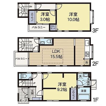 青葉区大場町　中古戸建 【間取り図】広々とした3LDK、陽当たりも良好です。