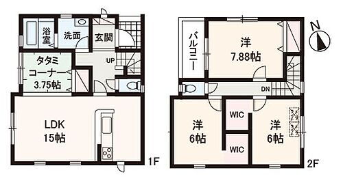 Ｌｉｖｅｌｅ　Ｇａｒｄｅｎ．Ｓ堺市東区南野田２期　２号棟 2室にWICを備えた、収納充実の3LDK+畳コーナー！全居室6帖以上のゆったりとした間取り。