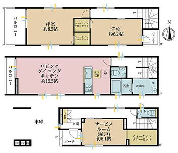 板橋区富士見町・全２棟 2ＳＬＤＫ、土地面積60．03平米、建物面積110．84平米