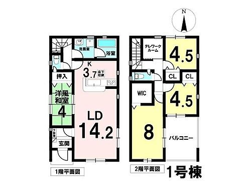 清須市土田２丁目　新築戸建　１号棟　新清洲駅　歩９分 2階にはテレワークルームがあります。LDKから続き間の和室は、お子様の遊び場やお昼寝の場所としても♪