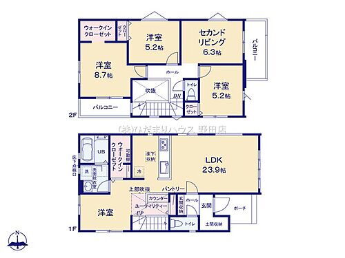 野田市尾崎４期　新築戸建　１号棟 2階のセカンドリビングは、家族団らんで映画鑑賞をしたりまったりと過ごせます♪
