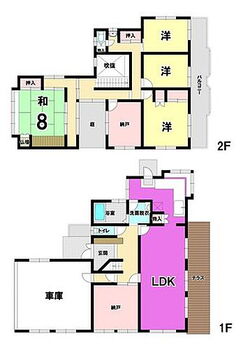 小倉南区葛原　中古戸建て　葛原小・湯川中学校 ◆◆広々土地100坪の5LDKS◆◆小倉南区葛原◆吹抜とスケルトン階段が魅力の戸建て　◆1階庭・2階坪庭