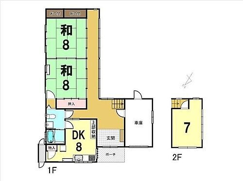 上飯野新町　中古戸建 3DKの間取り！ダイニング、洗面室、和室へ短い動線で移動が可能◎