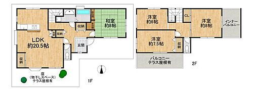 奈良県香芝市尼寺３丁目 4LDK、120.12平米！　各居室も広く色々な用途でお使い頂けます