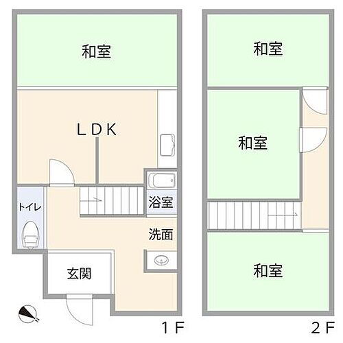金沢市泉野町２丁目　中古戸建 1F：LDK/和室/洗面/浴室/トイレ2F：和室/和室/和室