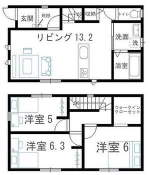  3LDK+ウォークインクローゼットがある間取り