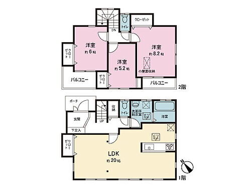 船橋市松が丘４丁目　中古戸建 間取図です。図面と異なる場合は現況を優先させていただきます。