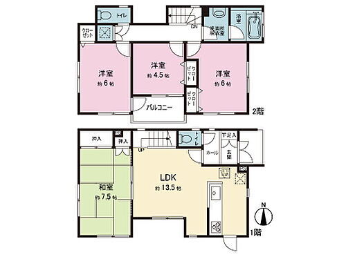 船橋市前原東６丁目　中古戸建 間取図です。図面と異なる場合は現況を優先させていただきます。