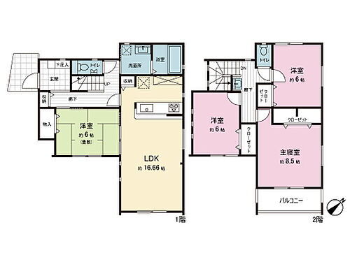 浜松市中央区三島町　新築戸建　２号棟 間取図。図面と異なる場合は現況を優先。