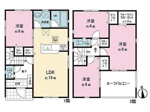 浜松市中央区材木町第２　新築戸建　２号棟 間取図。図面と異なる場合は現況を優先。
