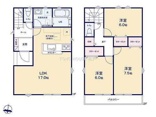 流山市西松ケ丘２３－１期　全１棟 廊下部分を少なくし、居室にゆとりある空間をもたらします！各居室6帖以上を確保しております！是非一度現地をご確認下さいませ。本日相談可能です！