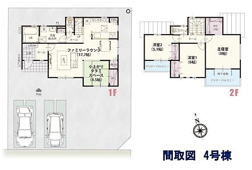熊谷市メイプルヒル妻沼東 ※図面と現況が異なる場合、現況を優先とします。　全室南向きで明るいお家☆LDKはタタミスペース付きのくつろぎ空間♪主寝室には広々2帖のWIC付き！