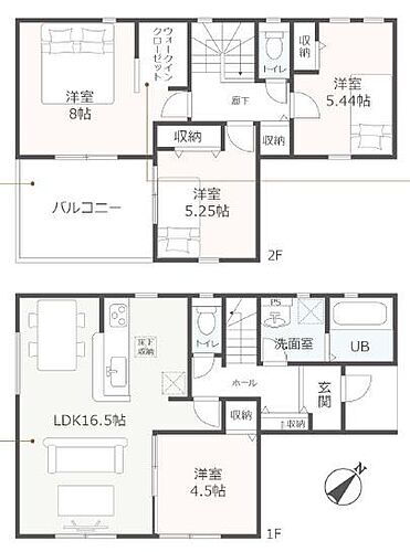 豊川市小田渕町　新築　全１棟　１号棟 お手入れしやすい全居室フローリング。